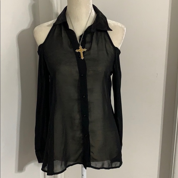 Buffalo David Bitton Tops - Buffalo David Bitton Sheer Sexy Cold Shoulder